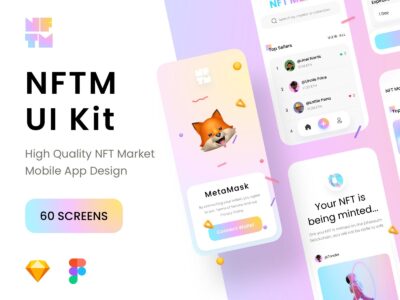 NFT Market 数字藏品交易app ui .fig .sketch素材下载