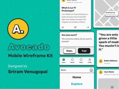 Avocado app ui 线框原型图创作工具包 .fig素材下载