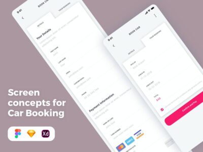 租车app 预订页面表单设计 .xd .fig .sketch素材下载