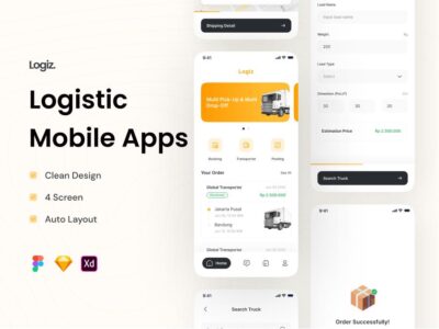 Logiz 物流运输app ui .fig .sketch .xd素材下载