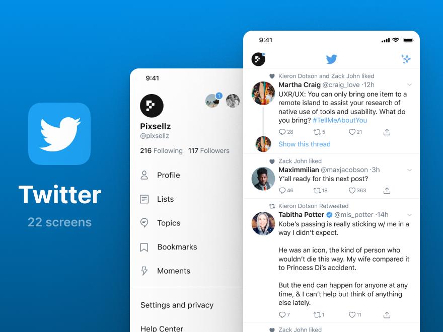 Twitter app ui .fig素材下载