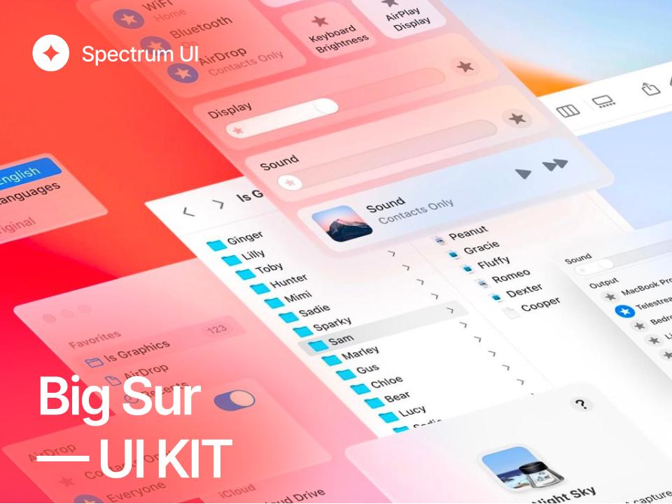 Big Sur UI Kit MacOS桌面设计系统 .fig素材下载