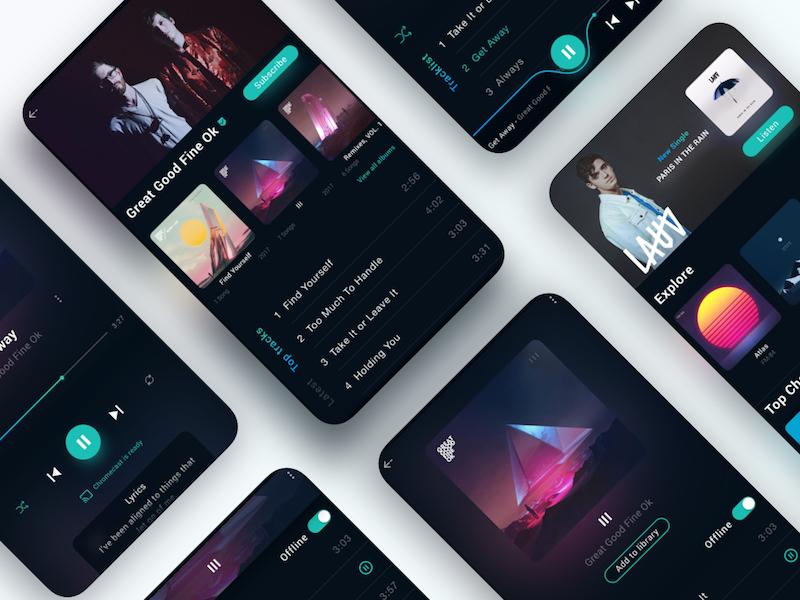 Spotify App ui design concept .sketch素材下载