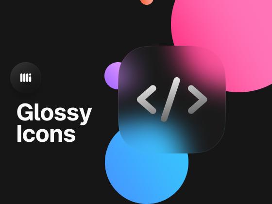 Glossy Icons磨砂玻璃效果图标集 .fig素材下载