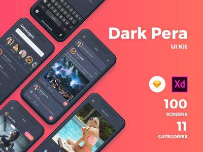 暗黑主题深色社交app ui DarkPera .xd .sketch素材下载