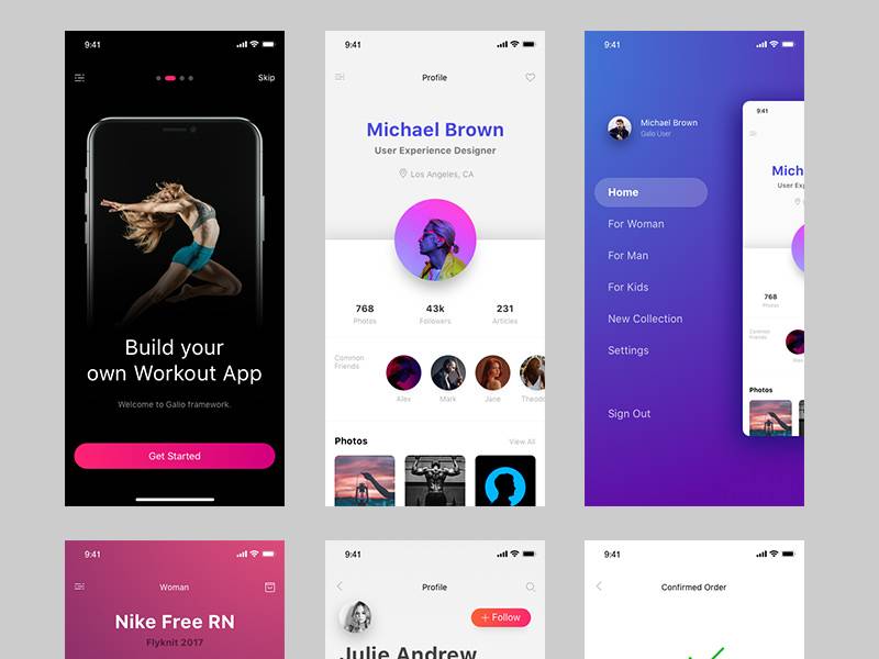 Galio Framework  app ui kit .sketch & .psd素材下载