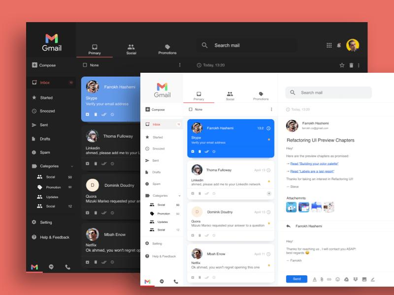 Gmail UI Redesign Concept .sketch素材下载