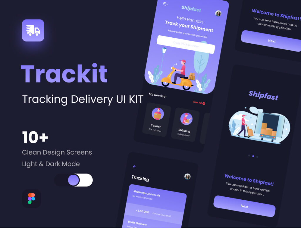 Trackit快递物流app ui .fig素材下载