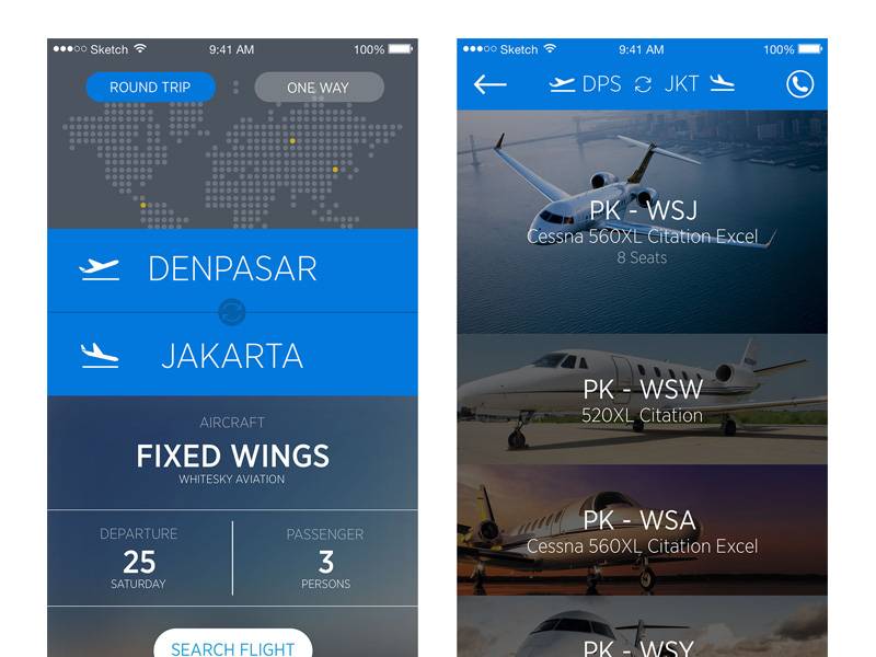 Whitesky Charter Flight App