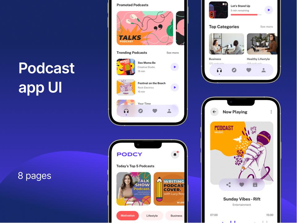 Podcast 音频app ui .fig素材下载