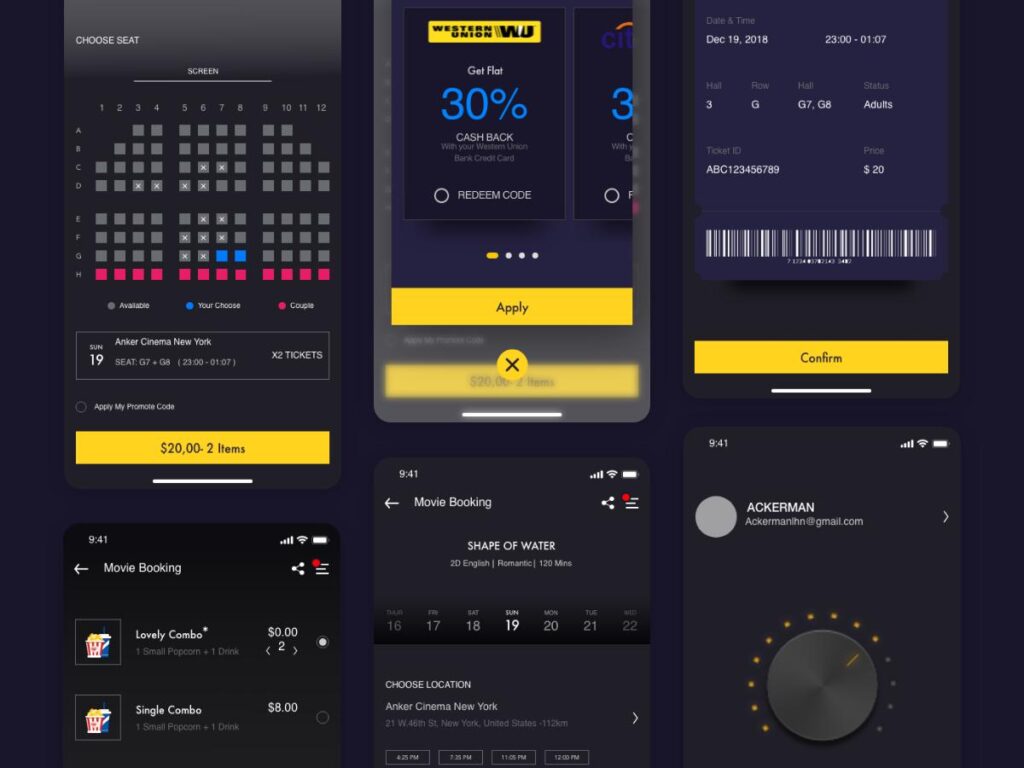 ANKER Cinema 电影票务app ui 2 .xd .fig .sketch .psd素材下载