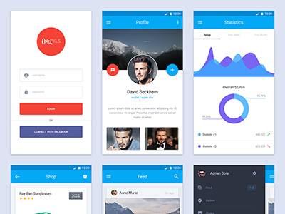 Material Design app ui kit psd下载