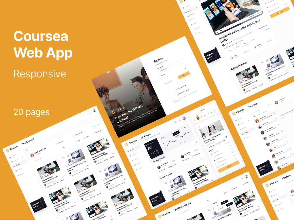Coursea 成套课程平台响应式web ui .fig素材下载