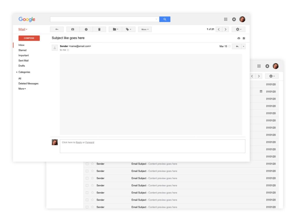 Gmail ui redesign 网页模板 .xd素材下载