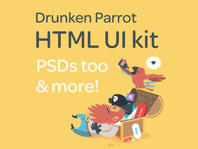 bootstrap ui主题模板Drunken Parrot UI Kit psd&html下载