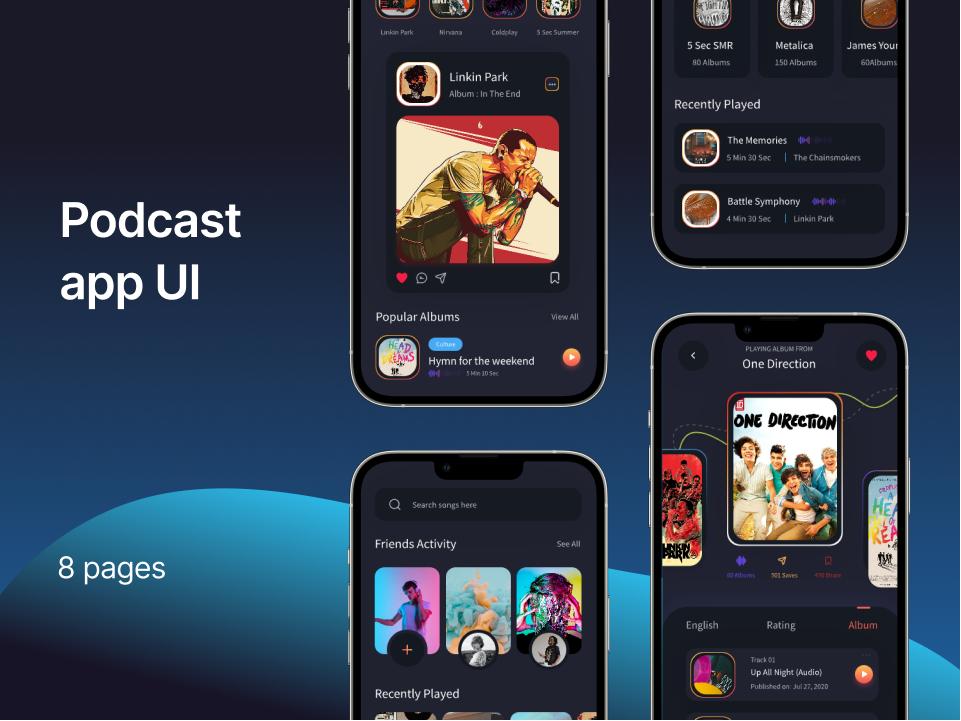 Podcast 音乐app ui .xd素材下载