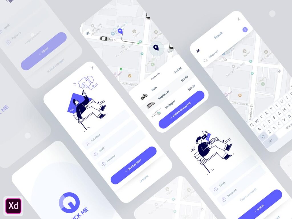 叫车app ui .xd素材下载