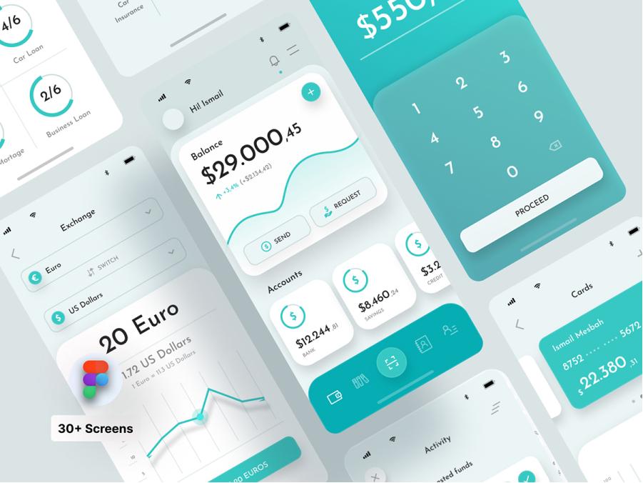 金融支付钱包app ui .fig素材下载