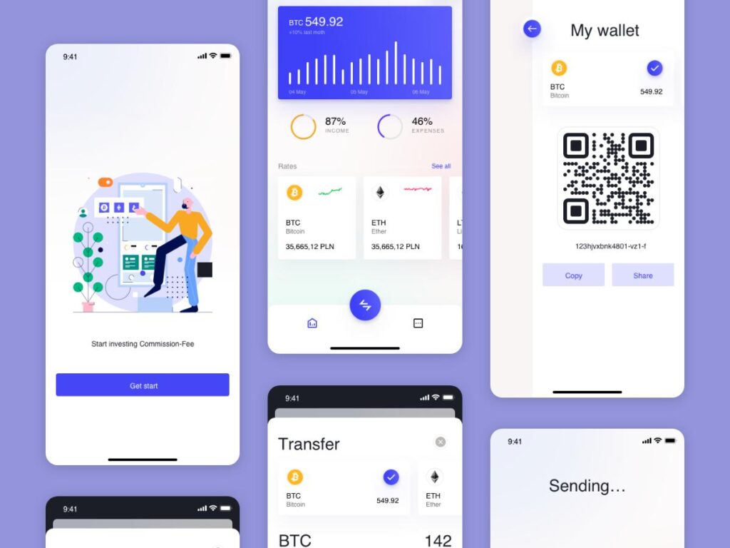 金融钱包支付app ui .sketch素材下载