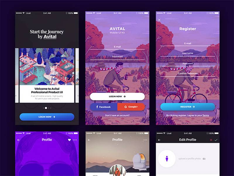 APP UI — Avital Mobile UI Kit psd下载