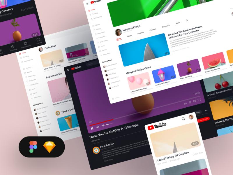 响应式youtube 网页版 redesign .sketch .fig素材下载