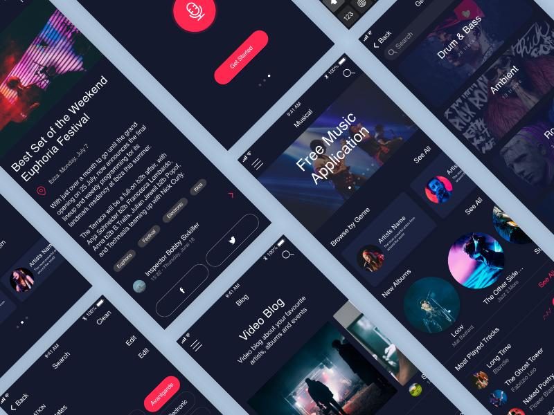 音乐app ui 模板 .xd素材下载