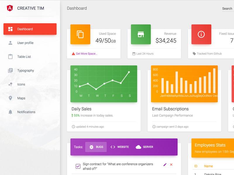 Material Dashboard bootstrap模板下载