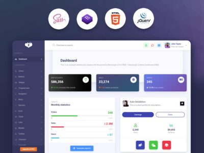 Bamburgh admin dashboard 网页后台模板 .html下载