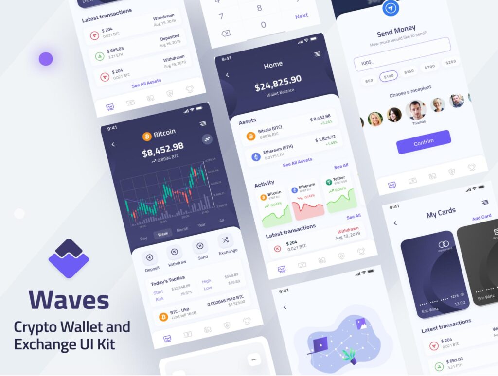 Waves 数字货币钱包、交易app ui .fig素材下载