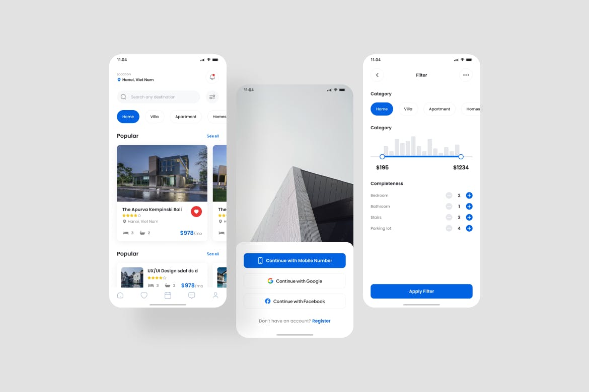 高层建筑-房地产移动应用APP UI KIT (FIG)