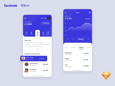 Libra facebook 数字货币app ui .sketch素材下载