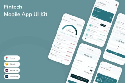 金融科技移动应用APP UI KIT (SKETCH,FIG,XD,PSD)