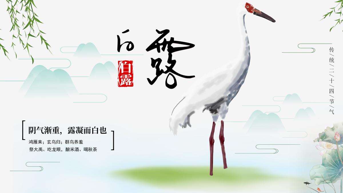 创意二十四传统节气中国风白露宣传banner海报设计素材PSD模板(36)