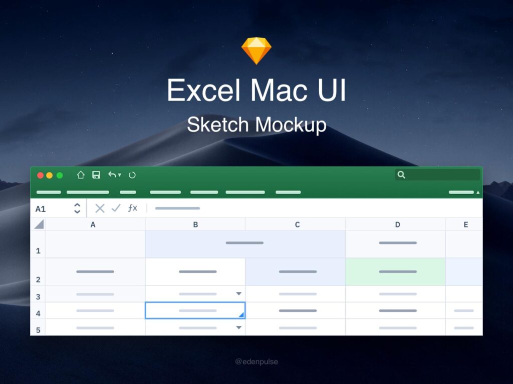 Excel Mac UI 软件UI .sketch素材下载