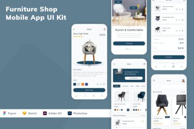 家具店移动应用APP UI KIT (SKETCH,FIG,XD,PSD)