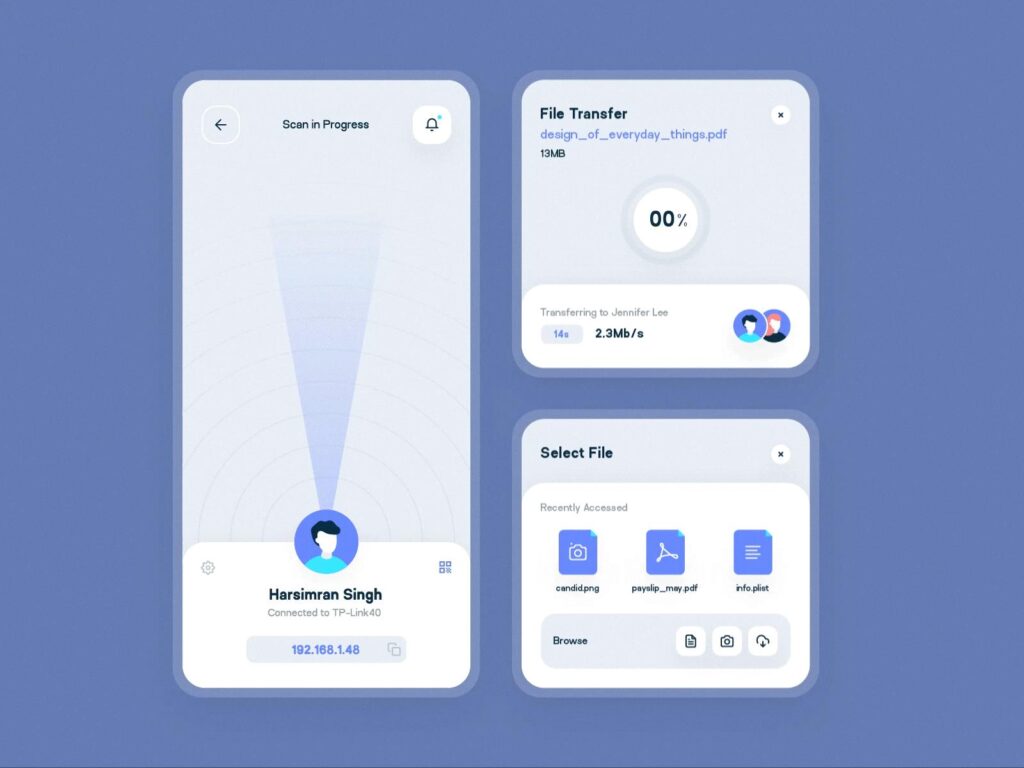 app 点对点文件传输界面UI .sketch素材下载