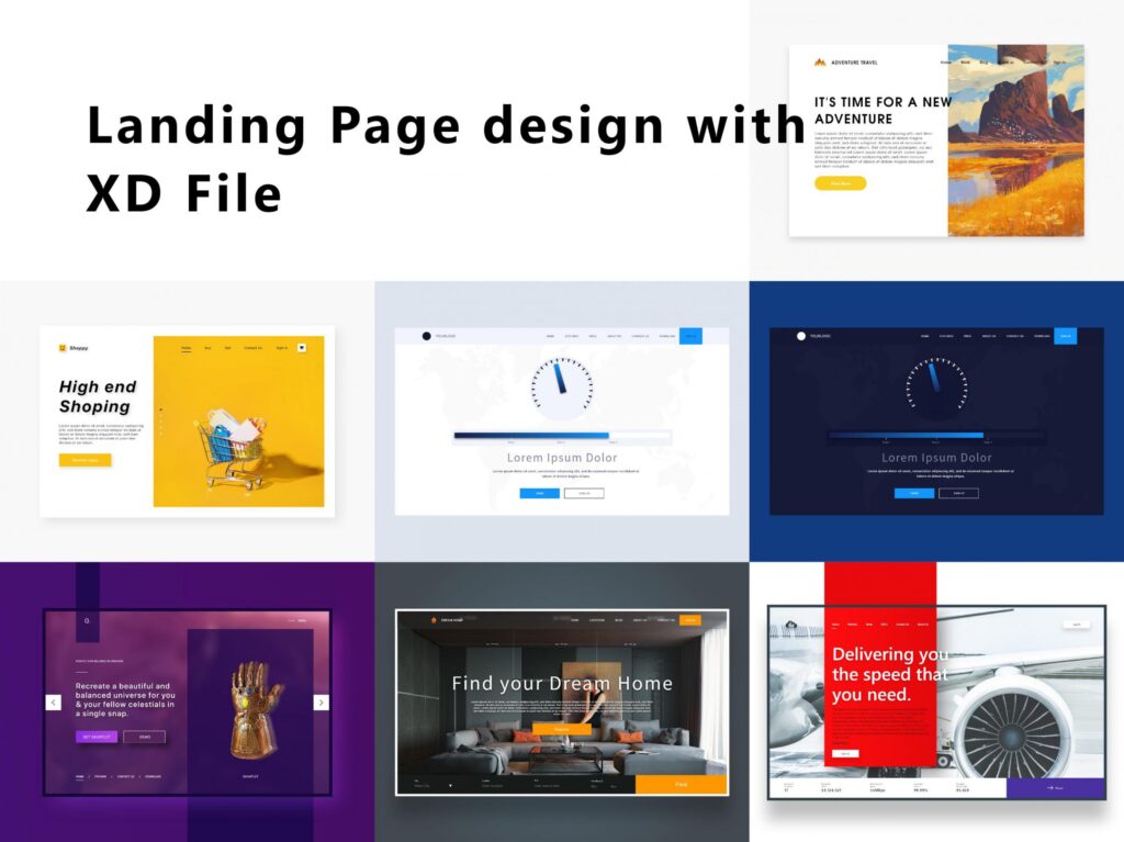 一组xd格式 landing page素材 下载