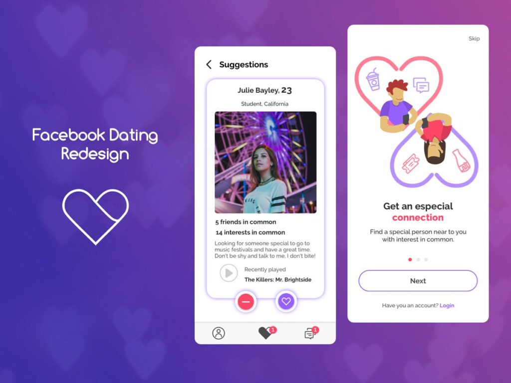 类似探探的facebook dating 约会app ui .sketch素材下载