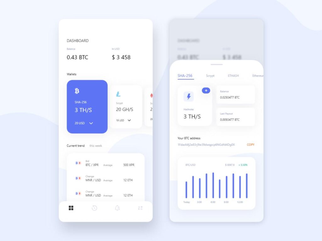 数字货币app dashboard .sketch素材下载