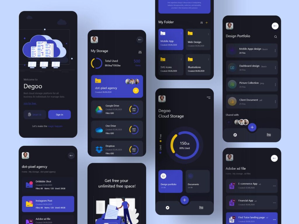 云存储app ui .xd素材下载