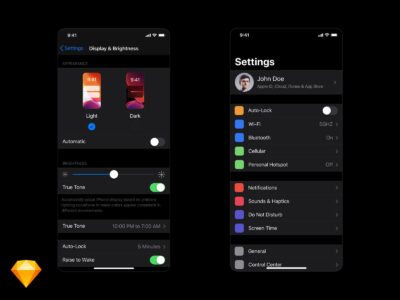 iOS 13 Darkmode  设置页面ui .sketch素材下载