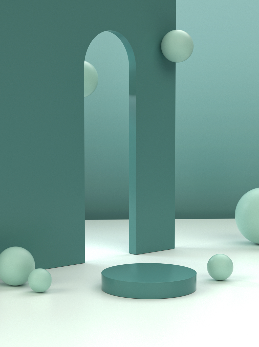 小清新C4D几何立体空间展台电商淘宝主图海报背景PSD设计素材PS(14)