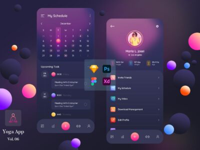 瑜伽健身app 日程 用户信息页ui .xd .psd .fig .sketch素材下载