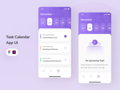 任务管理app 日历 ui .fig .xd素材下载