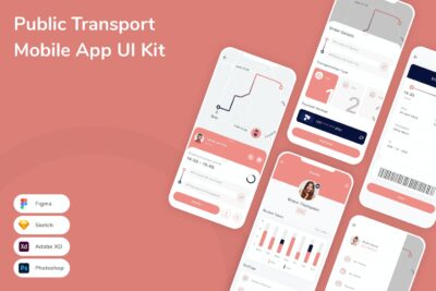 公共交通移动应用APP UI KIT (SKETCH,FIG,XD,PSD)