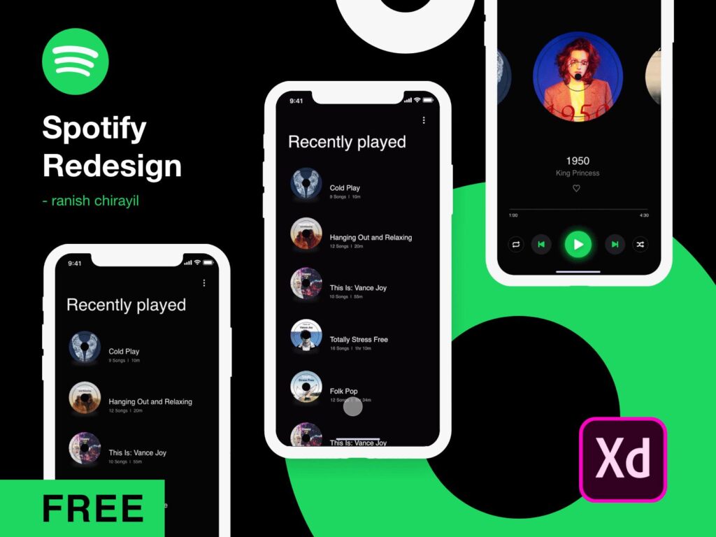 Spotify ui redesign .sketch素材下载