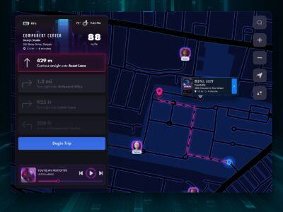 Neon 地图导航app ui .xd素材下载