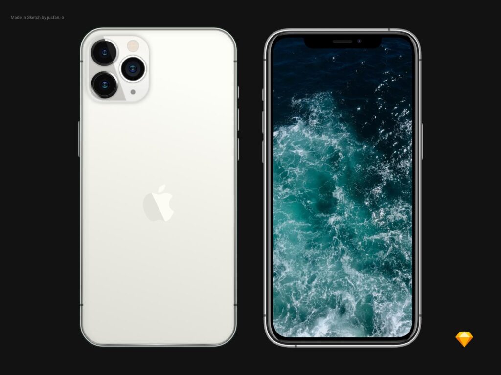 银色iPhone 11 pro mockup .sketch素材下载