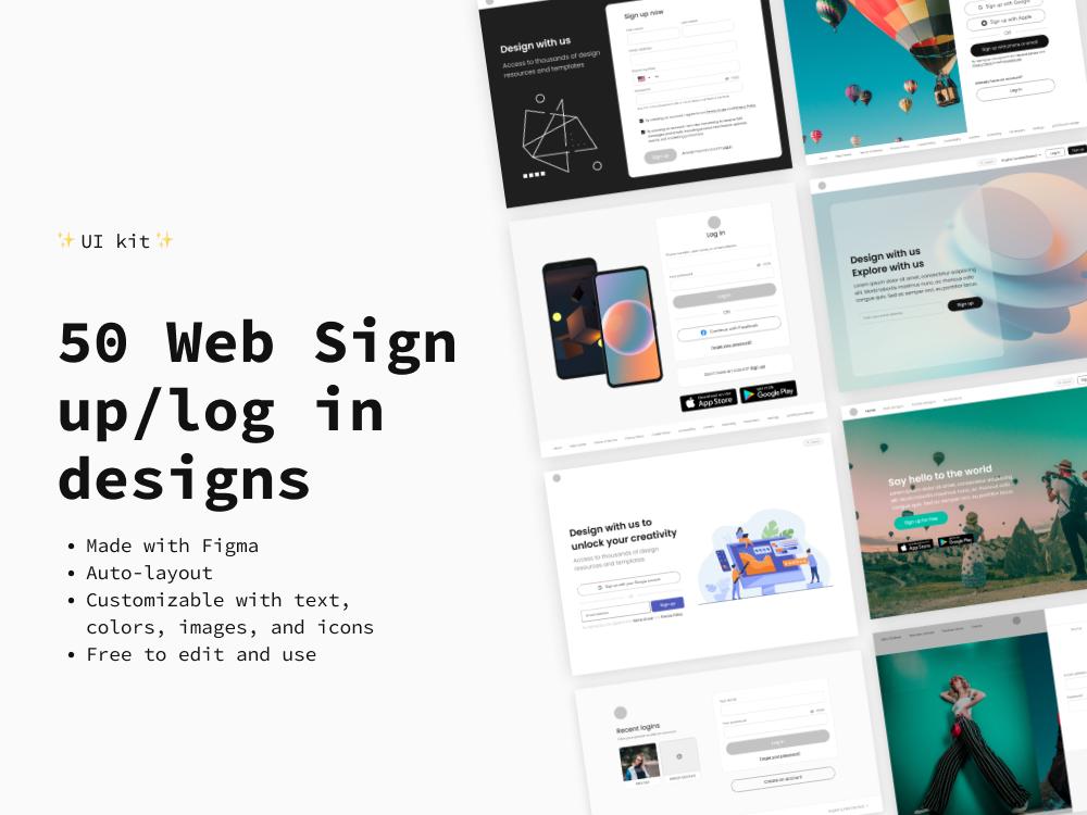 50个网页版登陆注册页面UI .fig素材下载
