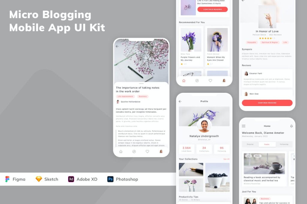 微博手机应用APP UI KIT (SKETCH,FIG,XD,PSD)